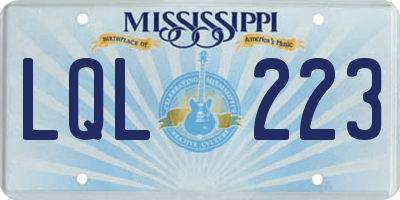 MS license plate LQL223