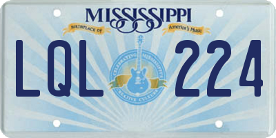 MS license plate LQL224