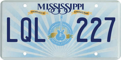 MS license plate LQL227