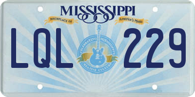 MS license plate LQL229