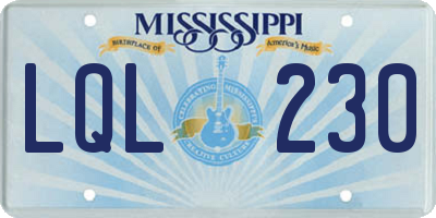 MS license plate LQL230