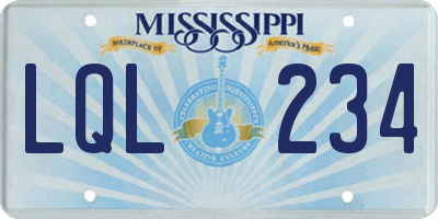 MS license plate LQL234