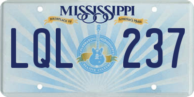 MS license plate LQL237