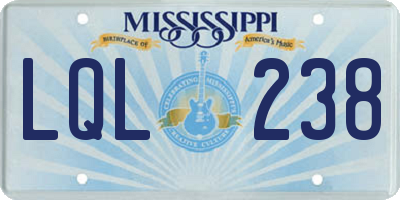 MS license plate LQL238