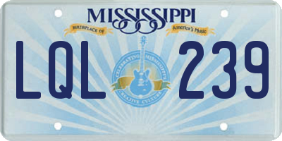 MS license plate LQL239