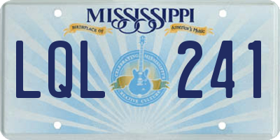 MS license plate LQL241