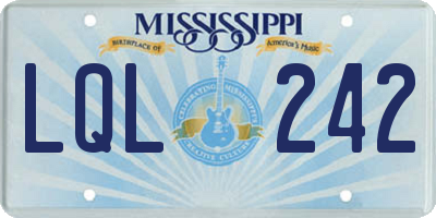 MS license plate LQL242
