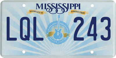 MS license plate LQL243