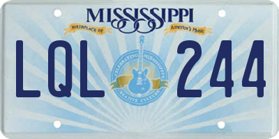 MS license plate LQL244