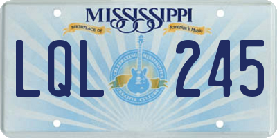 MS license plate LQL245