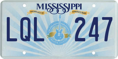 MS license plate LQL247