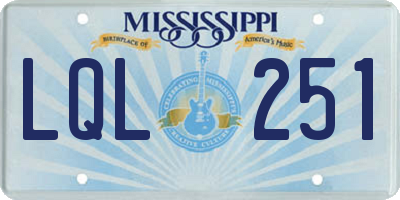MS license plate LQL251