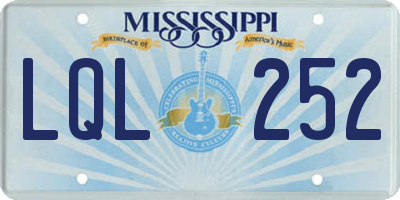MS license plate LQL252