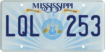 MS license plate LQL253
