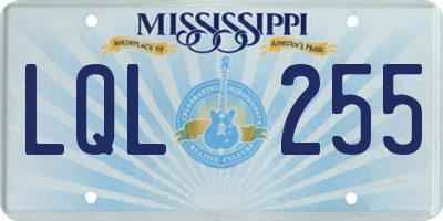 MS license plate LQL255
