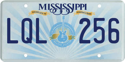 MS license plate LQL256