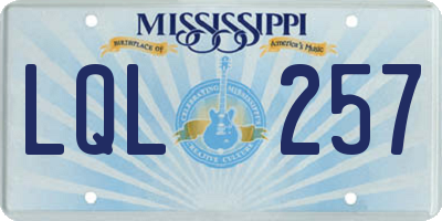 MS license plate LQL257