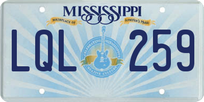 MS license plate LQL259