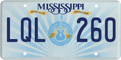 MS license plate LQL260