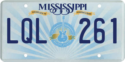 MS license plate LQL261