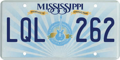 MS license plate LQL262