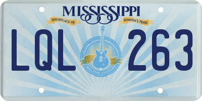 MS license plate LQL263
