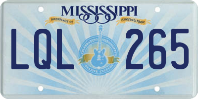 MS license plate LQL265