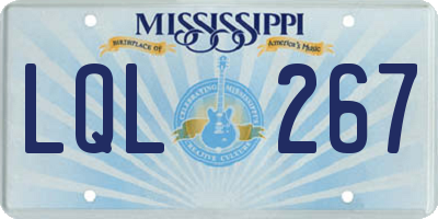 MS license plate LQL267