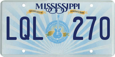 MS license plate LQL270