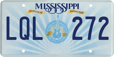 MS license plate LQL272