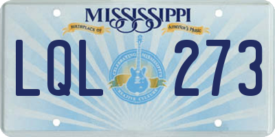 MS license plate LQL273