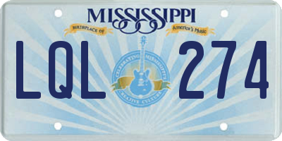 MS license plate LQL274