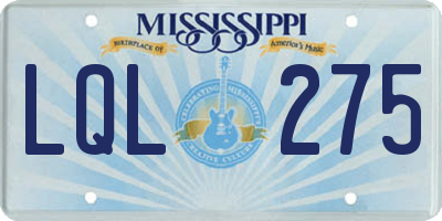 MS license plate LQL275