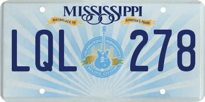 MS license plate LQL278