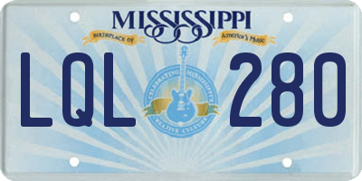 MS license plate LQL280