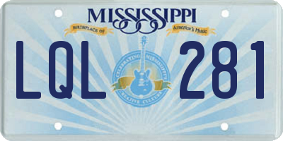 MS license plate LQL281