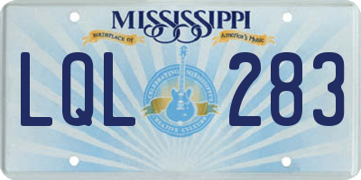 MS license plate LQL283