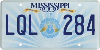 MS license plate LQL284