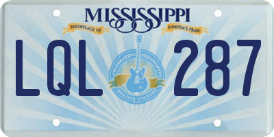 MS license plate LQL287