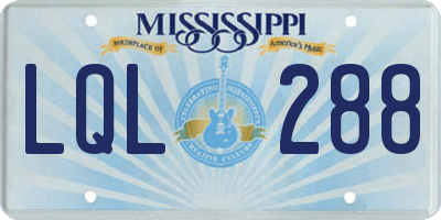 MS license plate LQL288