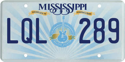 MS license plate LQL289