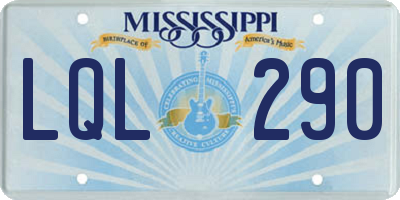 MS license plate LQL290
