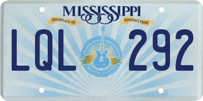 MS license plate LQL292