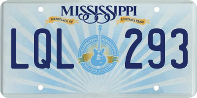MS license plate LQL293
