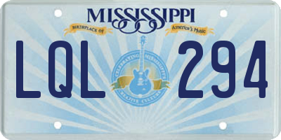 MS license plate LQL294