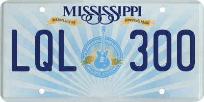 MS license plate LQL300