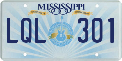 MS license plate LQL301