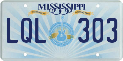 MS license plate LQL303