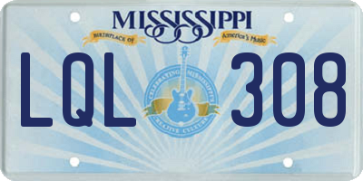 MS license plate LQL308