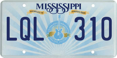 MS license plate LQL310